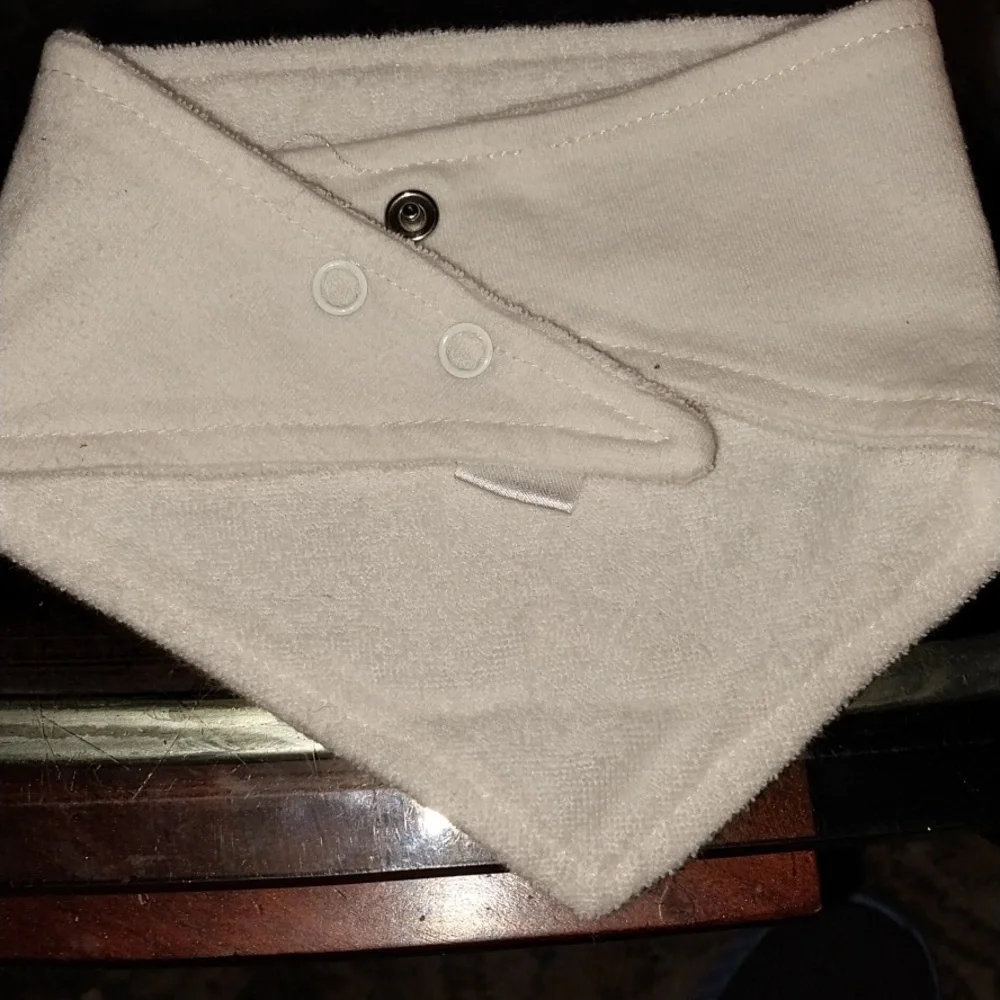 Modern Day Baby Onesize Baby bib White with a green elephant.